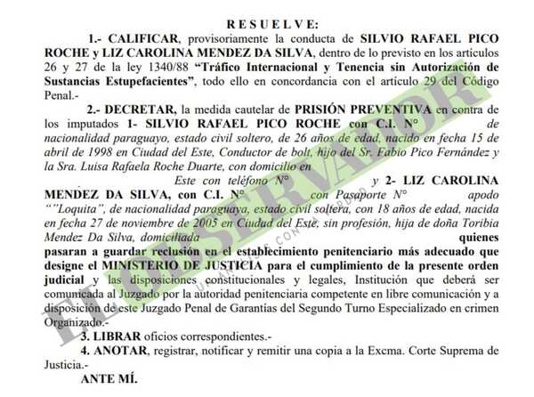 Envían a prisión a supuestos traficantes tras frustrado envío de cocaína a España