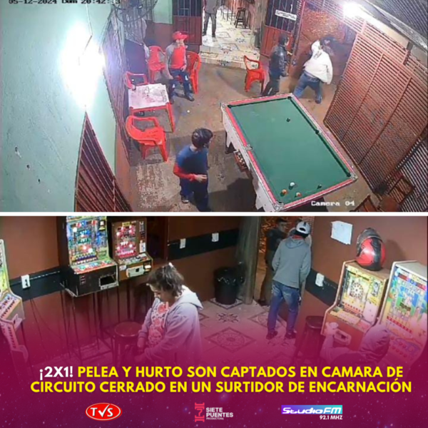 PELEA Y HURTO SON CAPTADOS EN CÁMARA EN SURTIDOR DE ENCARNACIÓN - TVS