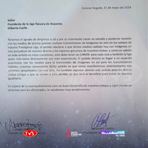 CUATRO CLUBES EN CORONEL BOGADO, SOLICITAN QUE LOS MEDIOS PAGUEN POR TRANSMITIR SUS PARTIDOS - TVS