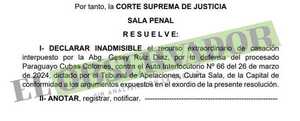 Paraguayo Cubas deberá afrontar juicio por disturbios tras elecciones, confirmó la Sala Penal