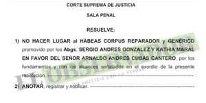 Dakovo: Sala Penal no hace lugar a hábeas corpus por no ser la vía para impugnar resoluciones