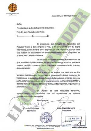 Gremio pide a la Corte una audiencia pública para escucha a ternados para Defensor General 