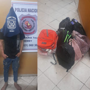 HURTÓ MOCHILAS DE UN LIBRERÍA EN ÑEMBY