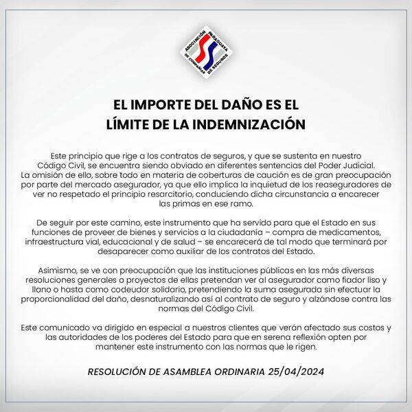 Aseguradoras expresan su preocupación por la omisión del principio resarcitorio en sentencias judiciales