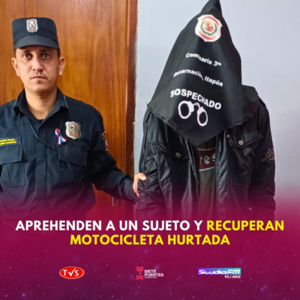 CAPTURAN A DELINCUENTE Y RECUPERAN MOTOCICLETA HURTADA - TVS