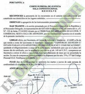 Salla Constitucional otorga trámite a acción de la PGR sobre millonaria demanda al MOPC 