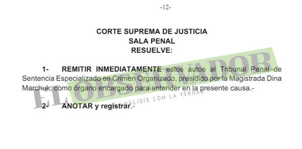 Sala Penal remite causa a miembros del ACA para juzgamiento de Tribunal Especializado