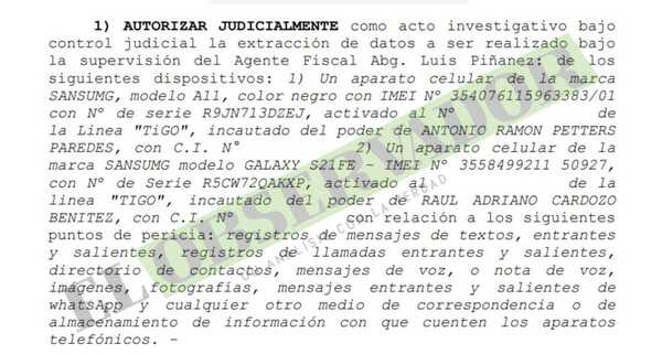 Ordenan extracción de datos de teléfonos en causa a abogado y asistente fiscal por pedido de coima