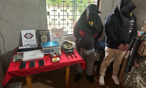 Allanan vivienda, incautan droga y detienen a dos hombres, en Minga Guazú