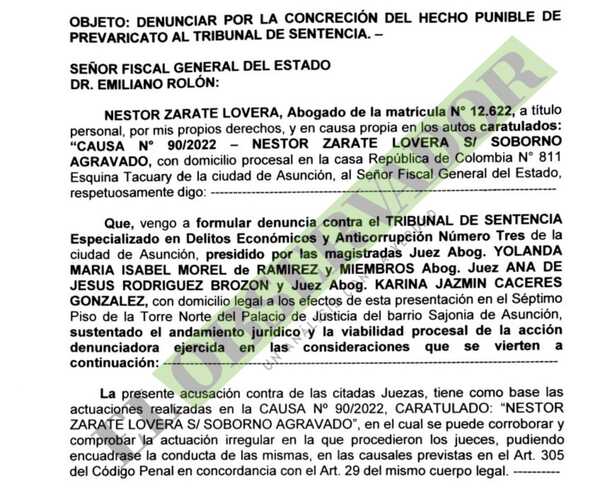Funcionario judicial en juicio por soborno denuncia a Tribunal de Sentencia por prevaricato
