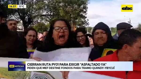 Video: cierran Ruta PY01 para pedir que el MEF destine fondos para el asfaltado del tramo Quiindy-Ybycuí - ABC Noticias - ABC Color