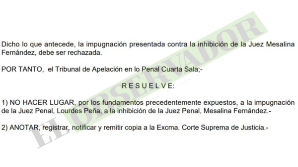 Cámara confirma a jueza Lourdes Peña en querella contra exsenador