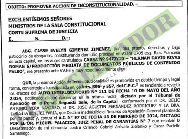 Suspendida fiscal promueve inconstitucionalidad por desestimación de denuncia