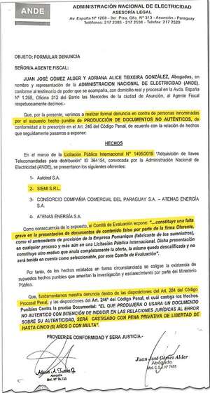 ANDE denunció la falsificación de documentos en Fiscalía, pero en cuatro años la causa no avanzó - Economía - ABC Color