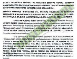 Patricia Samudio y su esposo apelan sentencia alegando que no se consumó la lesión de confianza