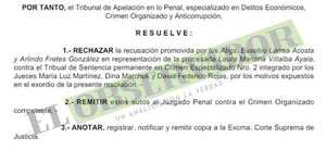 Cámara confirma a Tribunal de Sentencia en causa a hermana de Carmen Villalba