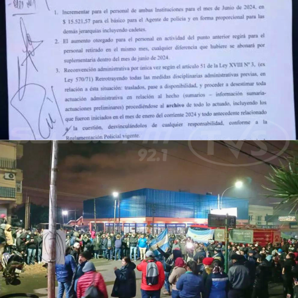 HUBO ACUERDO Y SE LEVANTA EL ACAMPE DE LOS POLICÍAS DE MISIONES EN LA AVENIDA URUGUAY DE POSADAS - TVS