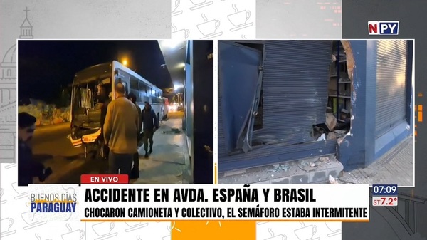 Semáforo en intermitente causó accidente en Asunción - Noticias Paraguay