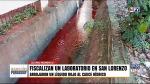 Fiscalizan un laboratorio que supuestamente arrojó un líquido rojo a un arroyo - Noticias Paraguay