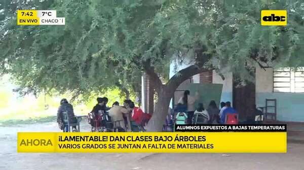 Con intenso frío y ausencia de MEC, alumnos dan clases a la intemperie - ABC Noticias - ABC Color