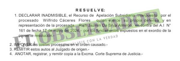 Confirman embargo ejecutivo sobre bienes adquiridos por Wilfrido Cáceres y esposa