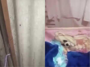 (VIDEO). Bala perdida perforó techo de una casa y cayó a una cuna