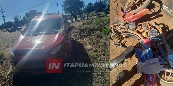 MOTOCICLISTA HERIDA TRAS COLISIÓN EN EL DISTRITO DE LA PAZ - Itapúa Noticias