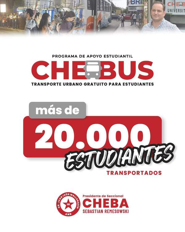CHE BUS - A MÁS DE “20.000” ESTUDIANTES HA TRANSPORTADO HASTA LA FECHA. - TVS