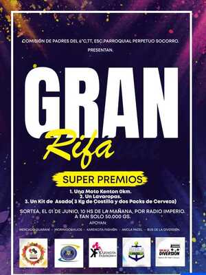 Ganadores de la rifa organizada por la comisión de padres de la Escuela Perpetuo Socorro - Radio Imperio 106.7 FM