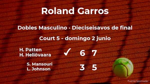 Patten y Heliövaara consiguen la plaza de los octavos de final a costa de Mansouri y Johnson - Tenis - ABC Color