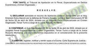 Cámara confirma elevación a juicio para presuntos informantes de “Barón” Escurra