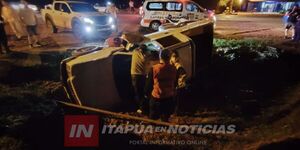 CAMIONETA VOLCÓ TRAS CHOCAR CONTRA UN ALCANTARILLADO EN CAPITÁN MIRANDA - Itapúa Noticias