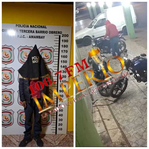 Policía detiene a un joven por hurto de una motocicleta en una panadería - Radio Imperio 106.7 FM
