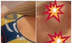 (VIDEO)Perla Alegre regaló topless a los hinchas Luqueños por triunfo ante Cerro Porteño