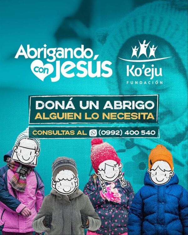 Fundación Ko’eju lanza la campaña «Abrigando con Jesús» para ayudar a niños en situación de riesgo