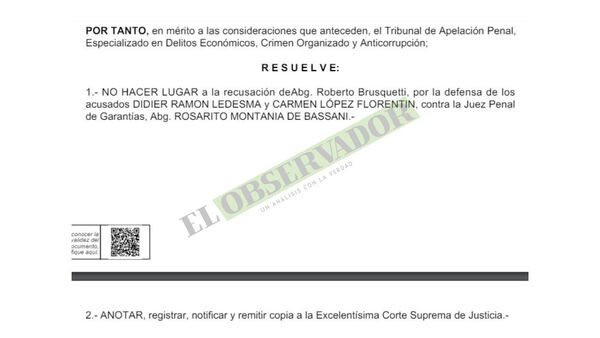 Cámara no hace lugar recusación a jueza quien solicitó sanciones por dilaciones