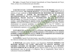 Ordenan análisis químico de cocaína que pretendía ser traficada a España.