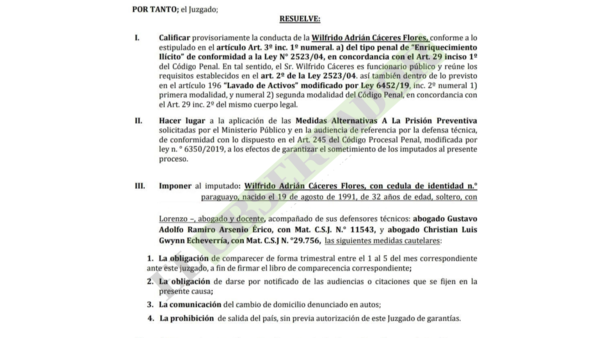 Matrimonio Cáceres-Da Silva evitan la prisión en causa por enriquecimiento ilícito y lavado