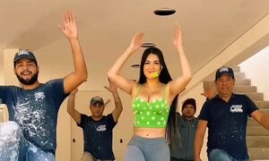 (VIDEO)Laurys Diva compartió con sus pintores una clase de “step ladrillo”
