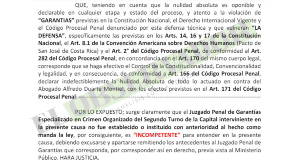 Pavo Real: Procesado pide nulidad absoluta de actuaciones de juzgado por incompetencia