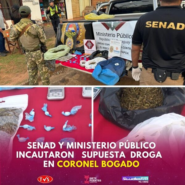 CORONEL BOGADO: SENAD Y MINISTERIO PÚBLICO INCAUTARON ESTUPEFACIENTES EN LA VIA PUBLICA - TVS