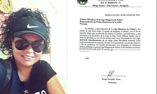 Apartan del cargo a secretaria de la Liga Minguera luego de irregular cobro de transferencias y falsificación de firmas