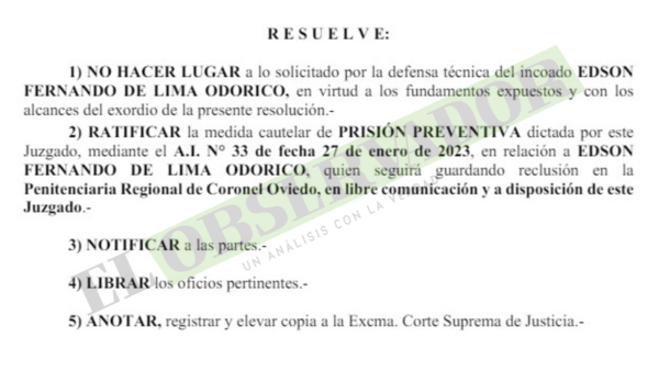 Supuesto lavador del Clan Odorico permanecerá bajo prisión preventiva