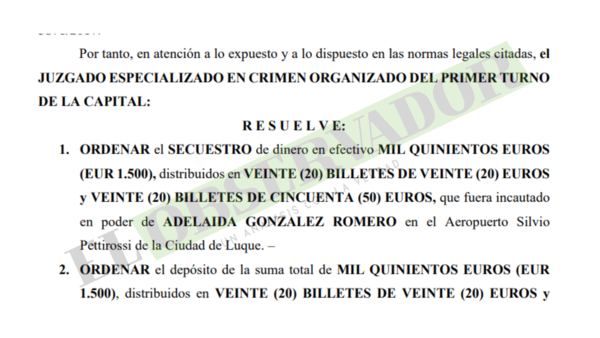 Bloquean cuenta bancaria de presunta “mula” y secuestran dinero incautado tras su detención