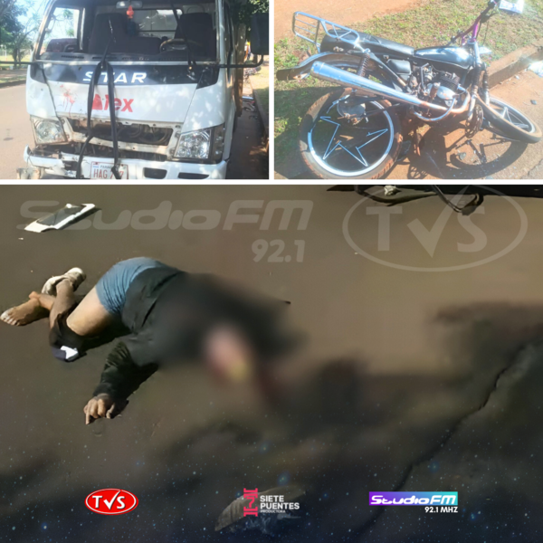 MOTOCICLISTA NUEVAMENTE RESULTA CON LESIONES TRAS COLISIÓN CON UN CAMIÓN EN ENCARNACIÓN - TVS