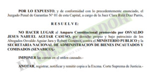 Jueza rechaza amparo de hijo de abogada Casuso respecto al comiso de lujosa casa en Lambaré