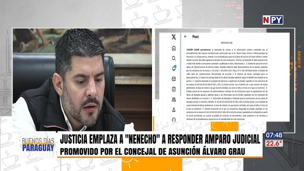 Nenecho tiene 15 días para responder cuestionamientos del concejal Grau - Noticias Paraguay