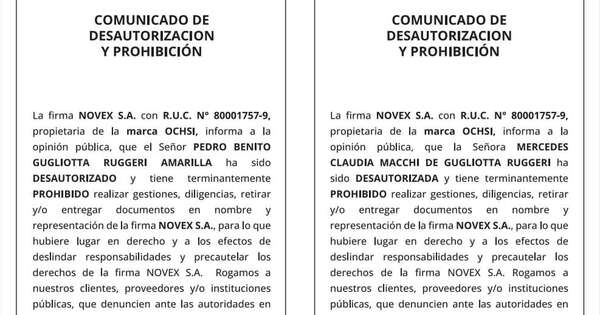 La Nación / OCHSI desautoriza y prohíbe gestiones a Pedro Gugliotta y Mercedes Macchi
