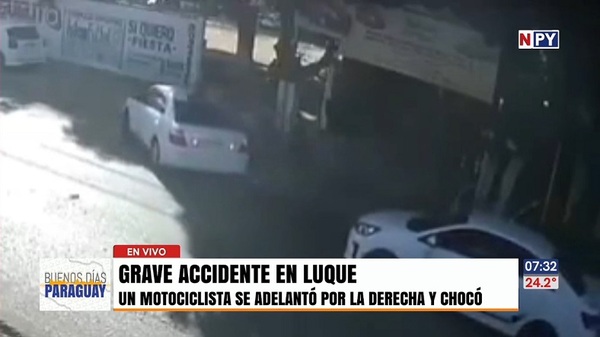 Maniobra imprudente de motociclista causó accidente en Luque - Noticias Paraguay