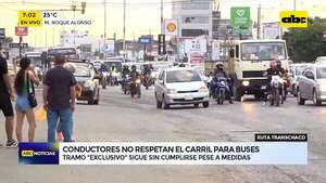 Carril exclusivo de buses: tramo siguen sin cumplirse pese a medidas  - ABC Noticias - ABC Color